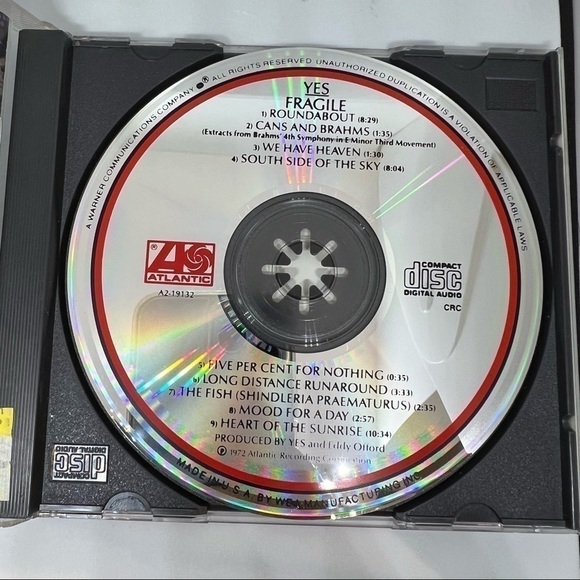 EUC-YES Fragile CD 1972 Atlantic USA A2 19132 Vintage - Picture 3 of 4
